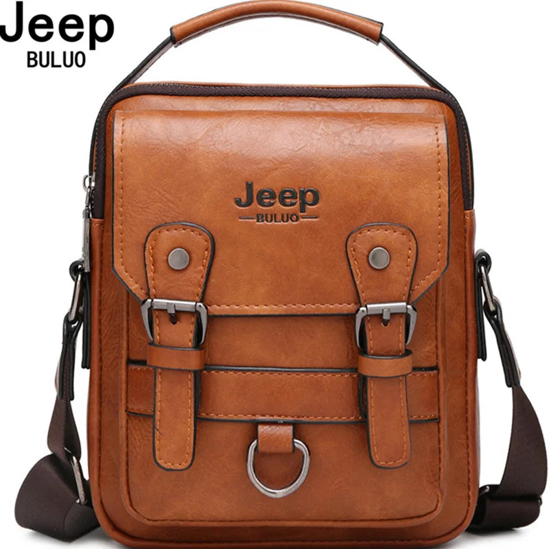 JEEP BULUO Multi-função Bolsas de Negócios Homens Novo Bolsa de Ombro Grande Capacidade Bolsa Mensageiro De Couro Crossbody Grande Marca